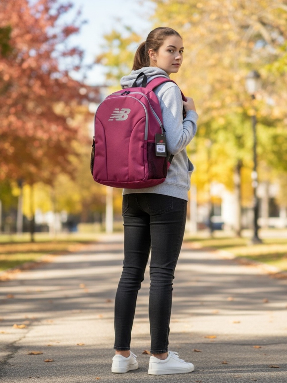 New Balance Women's Magenta Backpack with Silver Logo New with Tags
